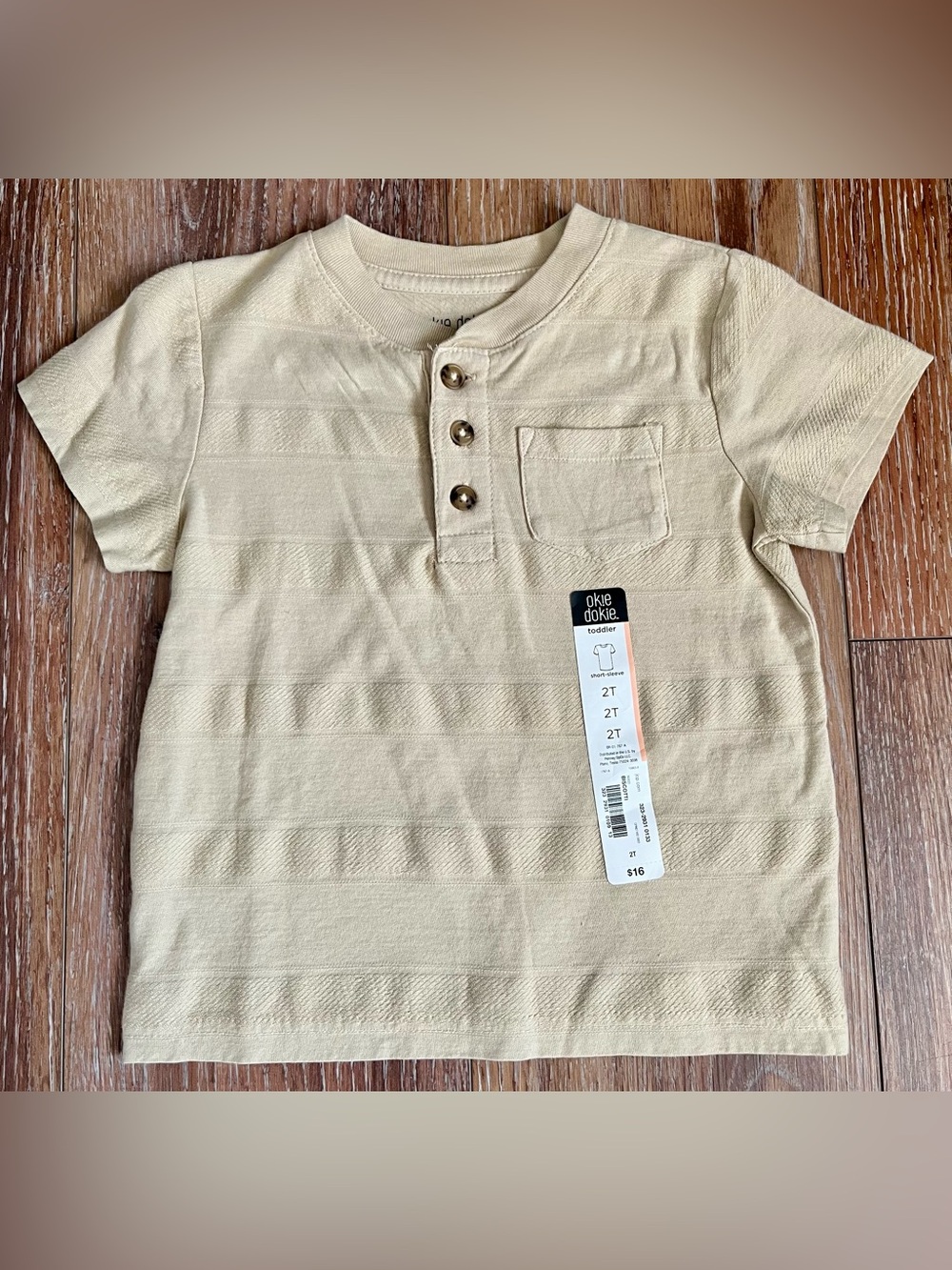 Okie Dokie Toddler Boy Short Sleeve Textured Henley Shirt Size 2T